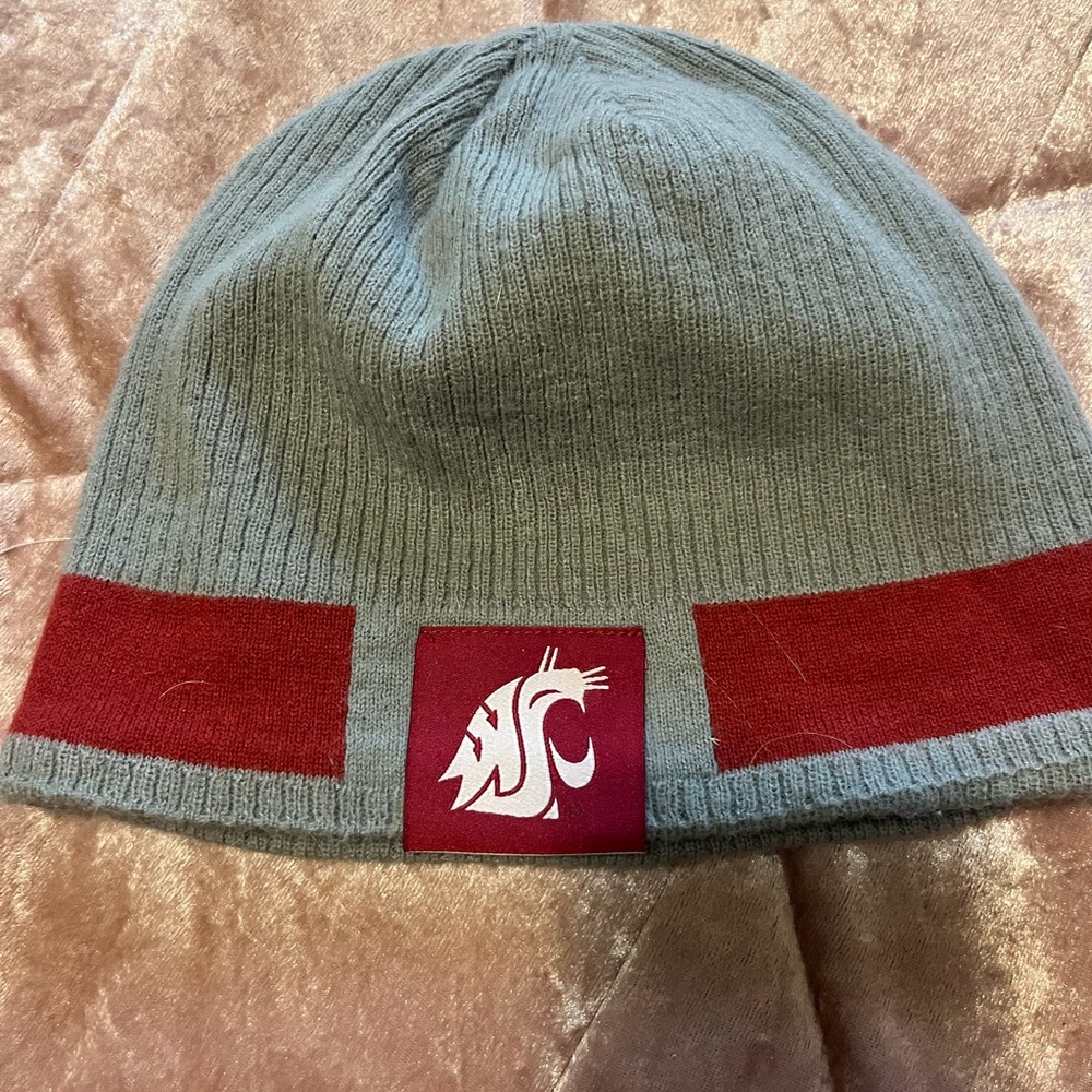 Nike Gray Beanie with Red Swoosh